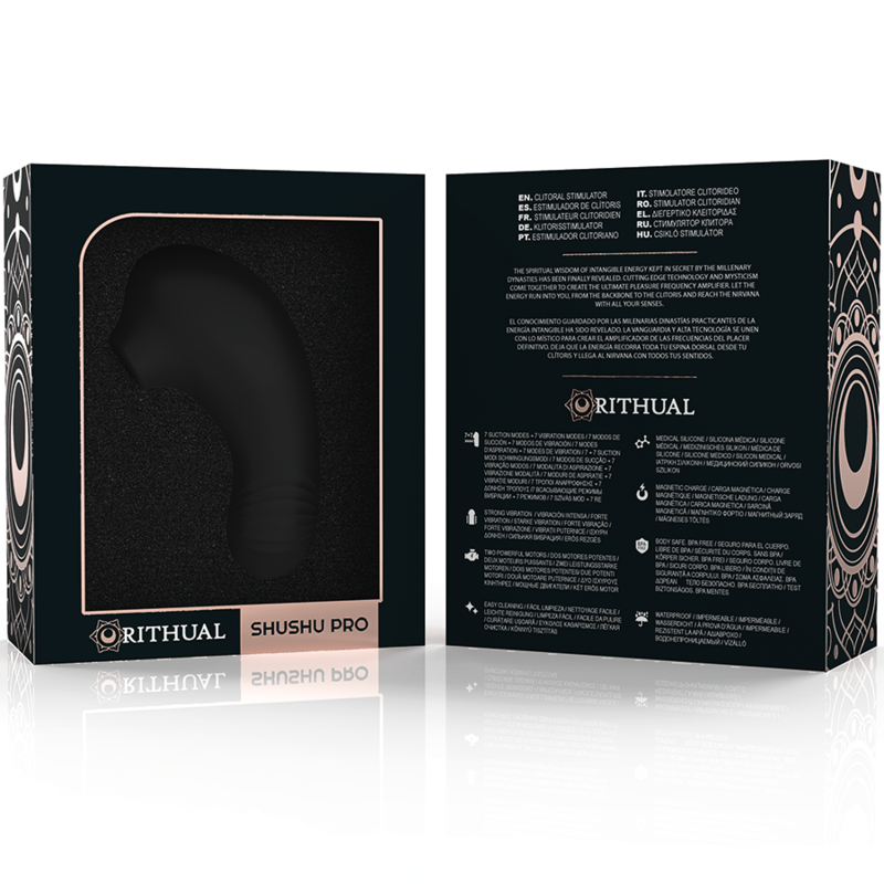 RITHUAL - SHUSHU PRO POCKET ESTIMULADOR CLITORIS 2 POTENTES MOTORES AZABACHE